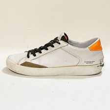 Crime London Low Top Distressed Sneakers Bianco Arancione Casual Made in Italy