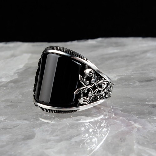 Anello uomo onice argento