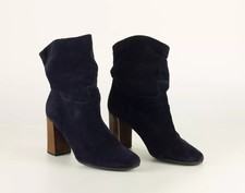 Freeflex Stivali Donna Morbido Camoscio Blu Scuro con Tacco Largo - usati belli