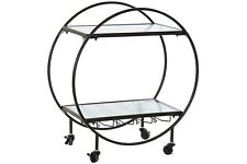 PORTAVIVANDE CARRELLO CAMERIERA PER CUCINA SALA IN METALLO ROTONDO 2 PIANI VETRO