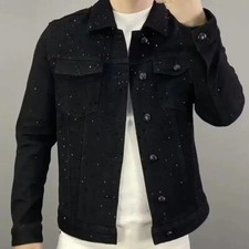 Giacca Jeans Nera Nuova Uomo