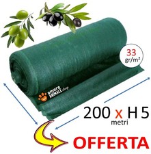 RETE Telo ROTOLO Reti RACCOLTA OLIVE → 200xH5 mt. 33 gr/m² ANTISPINA Antistrappo