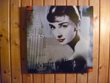 Audrey Hepburn QUADRO STAMPA TELAIO LEGNO MODERN DESIGN TELA DIPINTO 50 X 50 CM