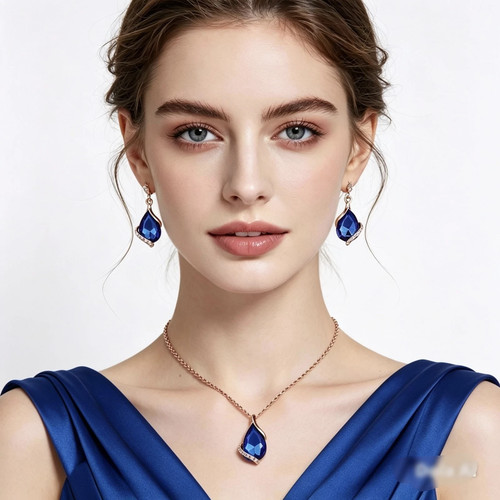 Set gioielli zircone goccia - set,