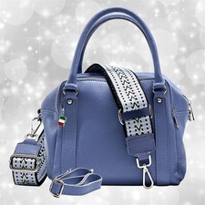 Borsa blu pelle media 22x20x15