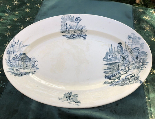 Grand plat ovale terre fer - plat, de