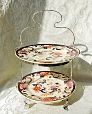 Supporto per torta da tè James Dixon & Sons Sheffield Made con piastra Mandalay Blue Mason’s