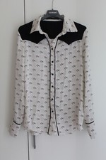 camicia donna zara basic L bianca con fantasia