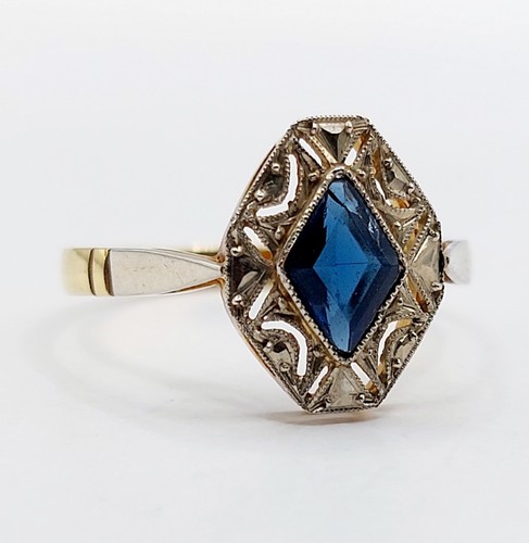 Anello art deco oro 18k - , pietra