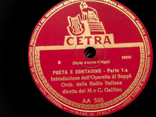 78 giri-10"ORCH DELLA RADIO ITALIANA ."POETA E CONTADINO " CETRA AA 595 EX  1945