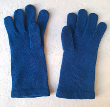 guanti per donna invernali in lana e angora vintage colore blu avio lunghi 22 cm