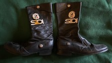 Stivali da moto Sidi in pelle nera anni ‘70 vintage d'epoca. Usati Taglia 42