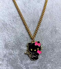 Collana donna in Acciaio catenina oro Hello Kitty angioletto diavoletto gatto