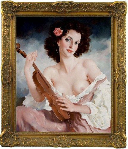 Hand painted vintage nude - hand,
