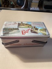 Antica Scatola In Latta Manici Paniere Dolce Ricordo BISCOTTO S.PELLEGRINO BIGIO