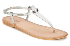 Sandalo basso scarpa pelle cuoio Les Tropeziennes Narvil bianco-argento n. 39