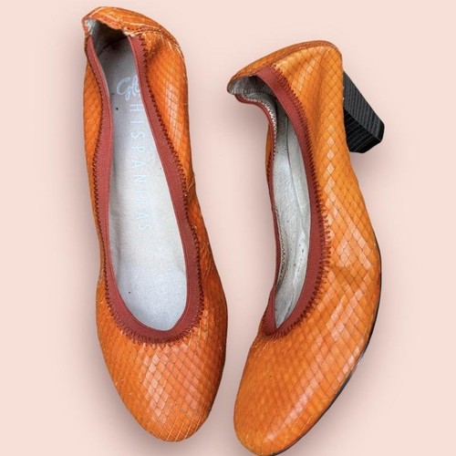 Women heels orange leather - orange, 39