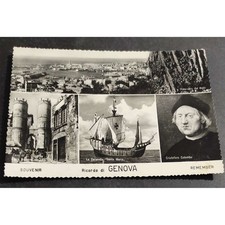 Cartolina Ricordo di Genova - La Caravella Santa Maria - Casa di Cristoforo Colo