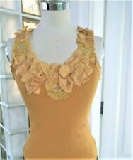 Shirt Top Cristina Effe Sotto Giacca giallo oro fiori di seta alla scollatura