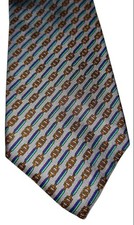 Vintage Italian Silk Tie 100% Geometric Pattern Green Purple Gold 8cm Wide Rare