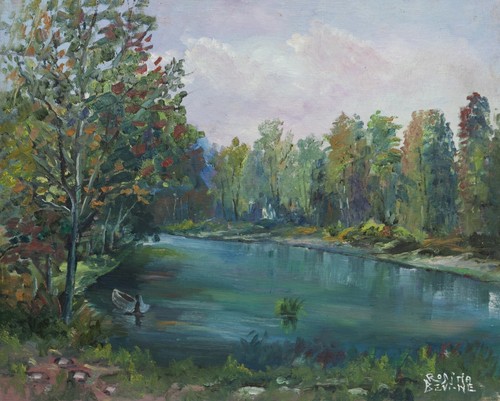Barca sul fiume - , paesaggio