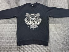 Kenzo Felpa Uomo Ricamata Tigre Originale Crew Nera Taglia Media