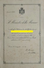 Regia Marina - Diploma di Croce di Anzianità (oro con corona)