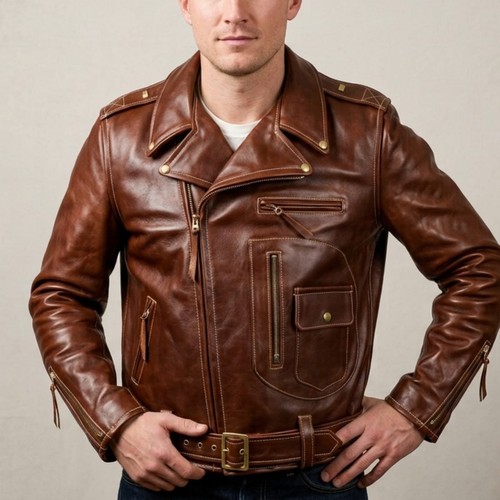 Giacca pelle marrone vintage