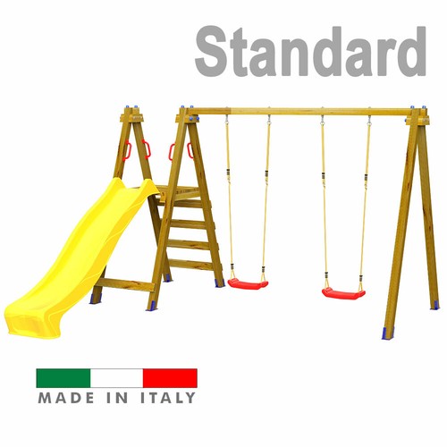 Scivolo legno altalena - scivolo, in