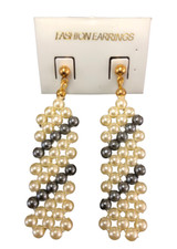 WHITE AND GREY BEADED EARRINGS