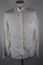 TRUSSARDI JEANS CAMICIA UOMO 100% LINO TG M MAN CASUAL VINTAGE SHIRT LINEN