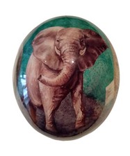 *HH* Uovo di Struzzo Decorato Dipinto Animali Savana Leone Rinoceronte Elefante 