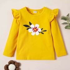 Abbigliamento bambina 5/6 anni Maglia autunnale gialla - fiorellino 100% Cotone