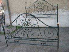 LETTO FERRO MATRIMONIALE A RICCIOLI E POMOLI OTTONE - COMPLETO E PERFETTO - 1970