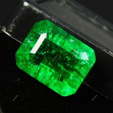 Pietra preziosa sfusa verde smeraldo colombiano naturale 10 carati CERTIFICATA taglio smeraldo
