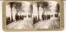 1918 WW1 THE GREAT WAR THIEPVAL RIDGE Moving up with French 75's Stereoscopic 52