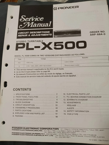 Pioneer x500 giradischi - pioneer,
