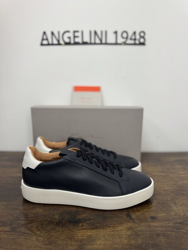 Santoni sneaker pelle blu - sneaker,