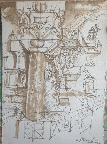 Disegno architettura utopica - ,