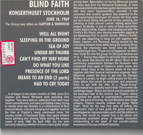Blind faith debut in - faith,