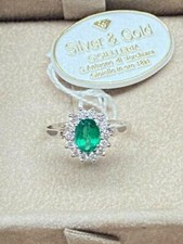 ANELLO MODELLO LADY DIANA CON SMERALDO NATURALE  COLOMBIANO CT. 0,73 E DIAMANTI