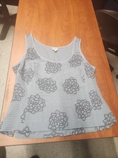 Canotta blusa smanicata Armani Collezioni 100% seta stampa blu taglia 12