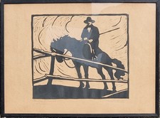 Giuseppe Rondini ( Palermo 1881-Roma 1955 ). Campagna Romana,  buttero a cavallo