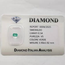 SMERALDO TAGLIO EMERALD 0.54 CARATI CERTIFICATO in BLISTER