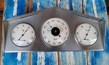 Stazione Barometrica Alluminio Con Barometro Termometro Igrometro Funzionante 