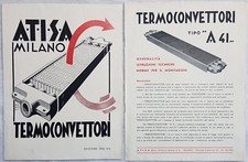 2 depliant pubblicitari dei termoconvettori ATISA Milano, illustrati, 1936/1942