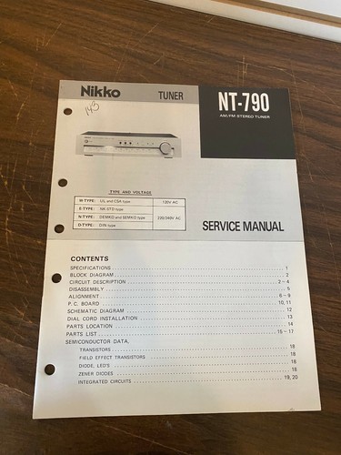 Nikko 790 nt790 manuale di - nt790,