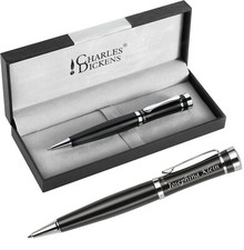 Charles Dickens® Penna A Sfera ROCHESTER Argento/Nero Incisione Laser
