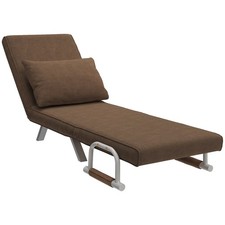 HOMCOM Poltrona Letto Reclinabile su 5 Posizioni e Cuscino, 65x69x80 cm, Marrone