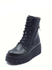 NeroGiardini I514910D Nero Tronchetti per Donna in pelle con lampo e lacci e zep